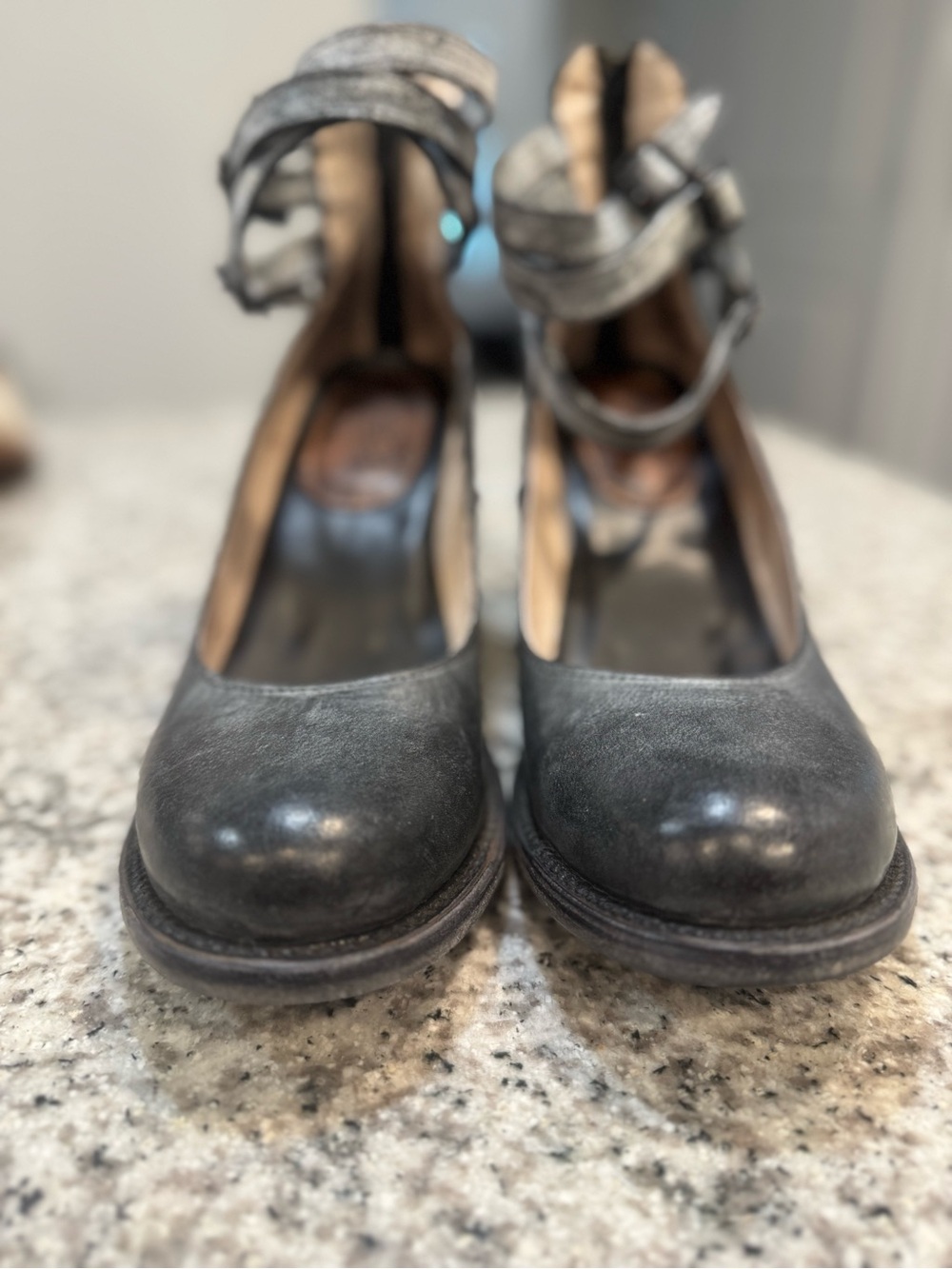 NEW Freebird Randi Charcoal Round-Toe Ankle-Strap Heels
